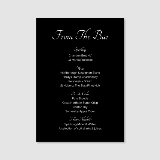 Bar Menu - Black Luxury