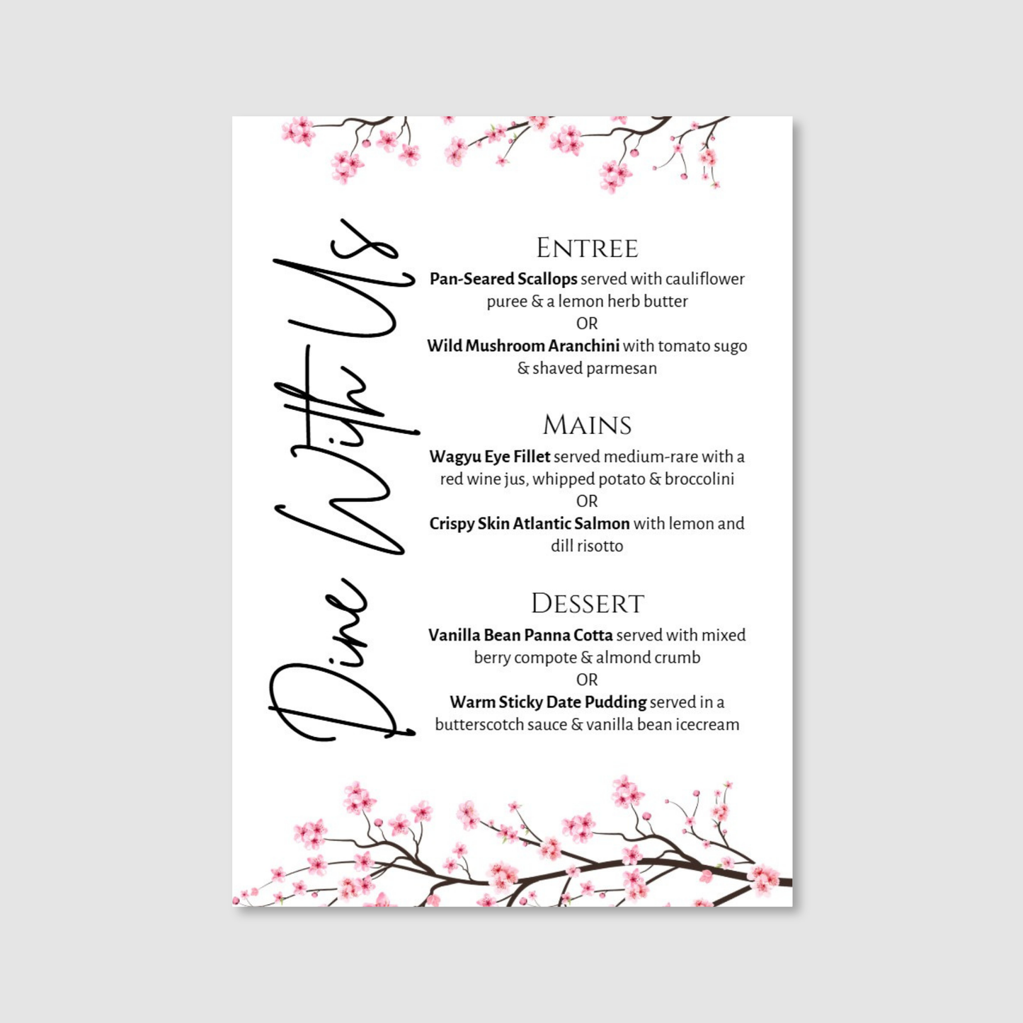Menu - Cherry Blossom