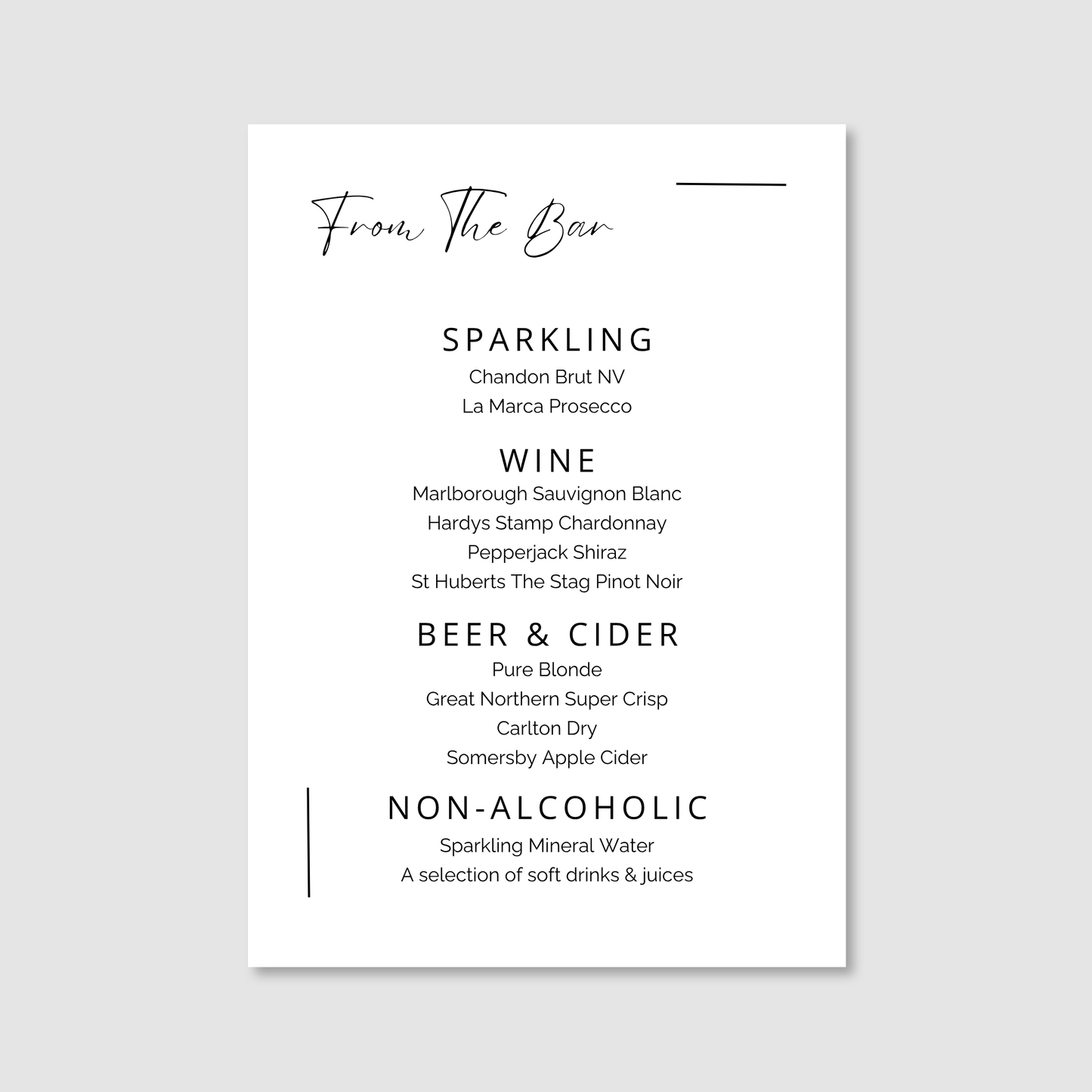 Bar Menu - Modern Minimal