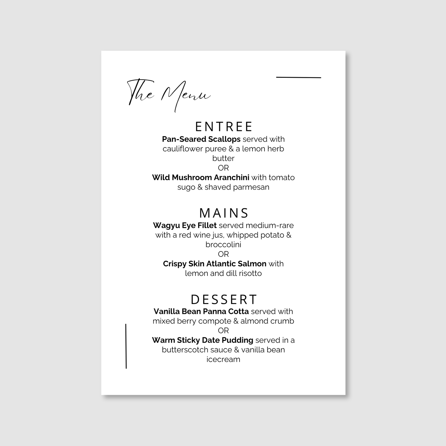 Menu - Modern Minimal