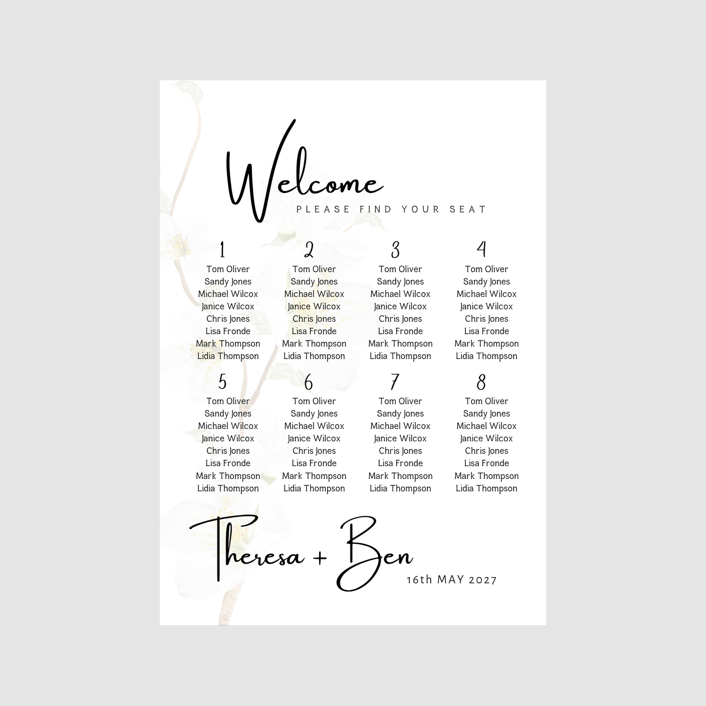 Seating Chart - Simple Elegance