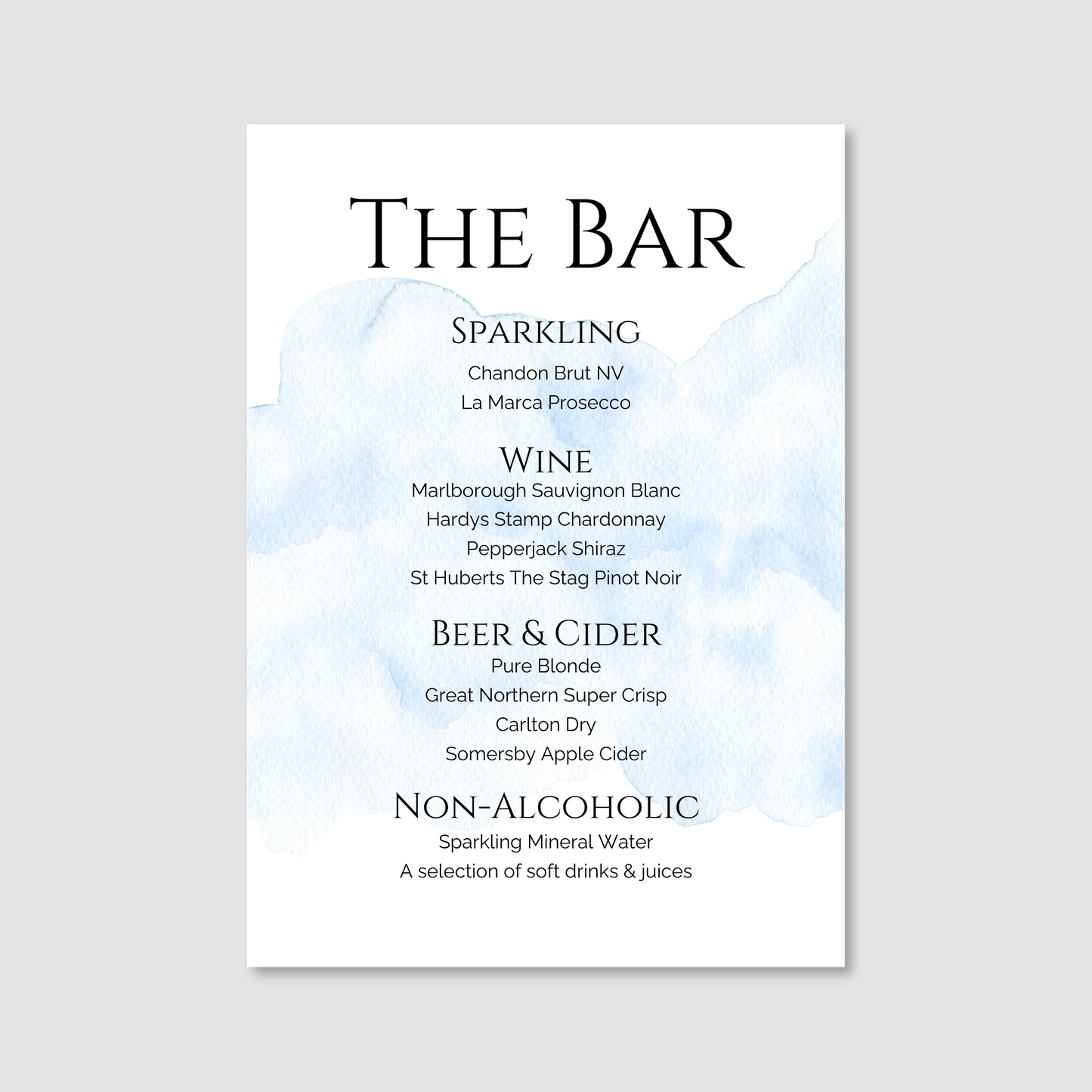 Bar Menu - Waves