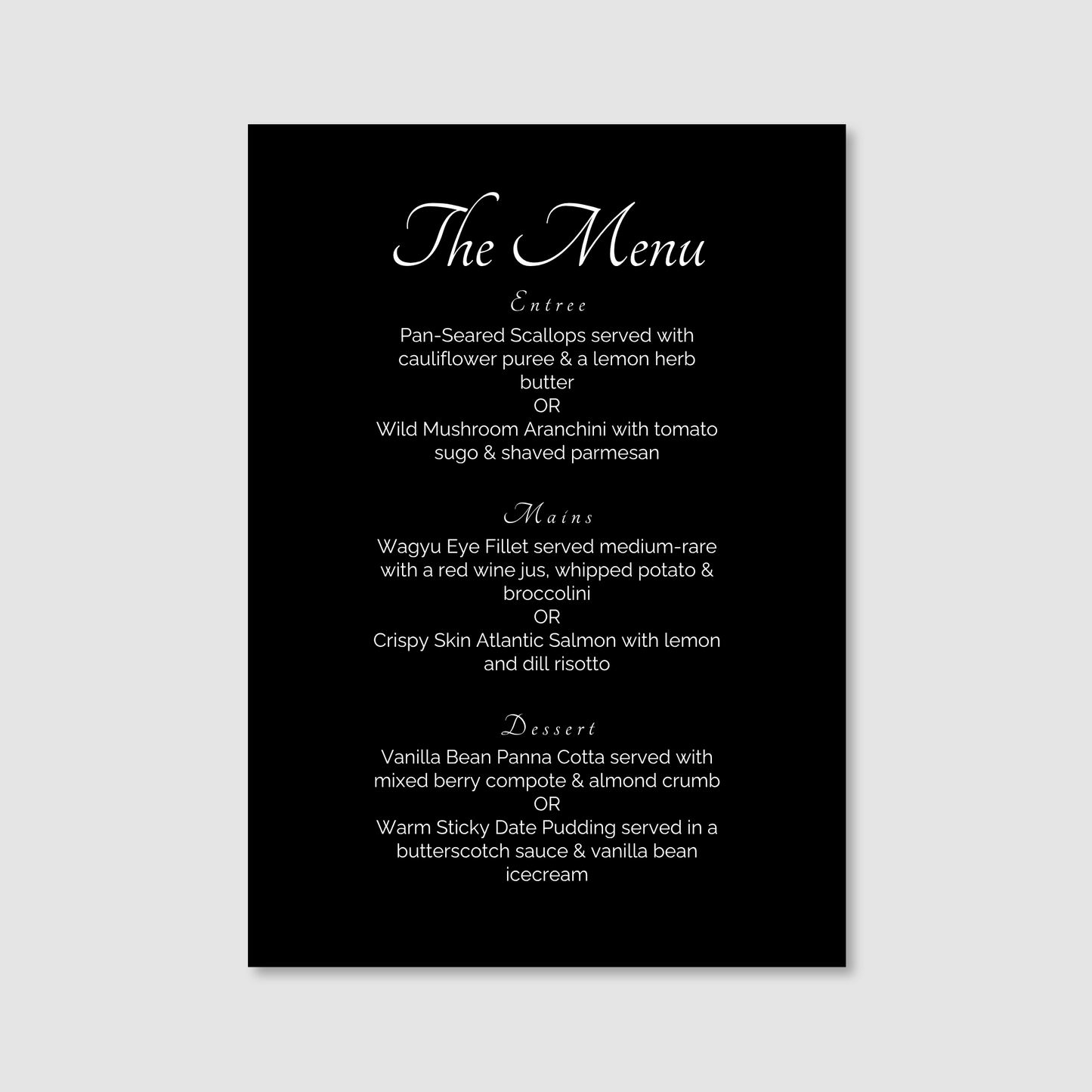 Menu - Black Luxury