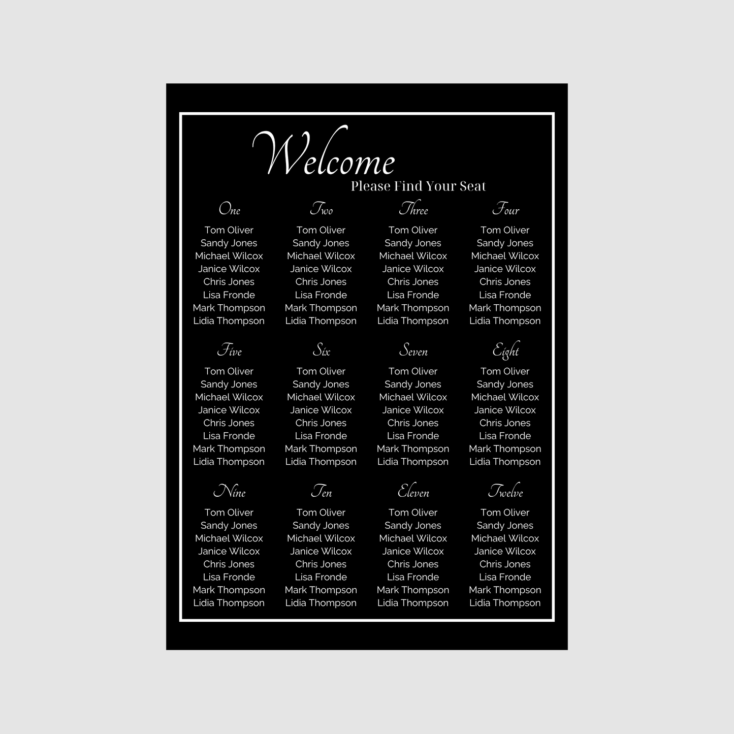 Seating Chart - Black Luxury