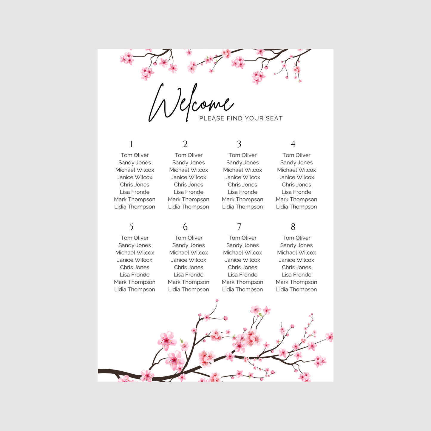 Seating Chart - Cherry Blossom