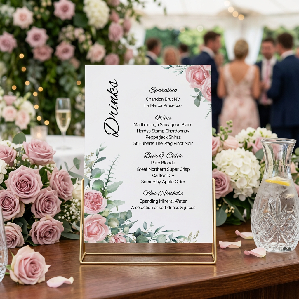 Bar Menu - Dusty Rose