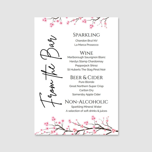 Bar Menu - Cherry Blossom