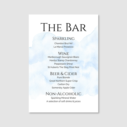 Bar Menu - Waves