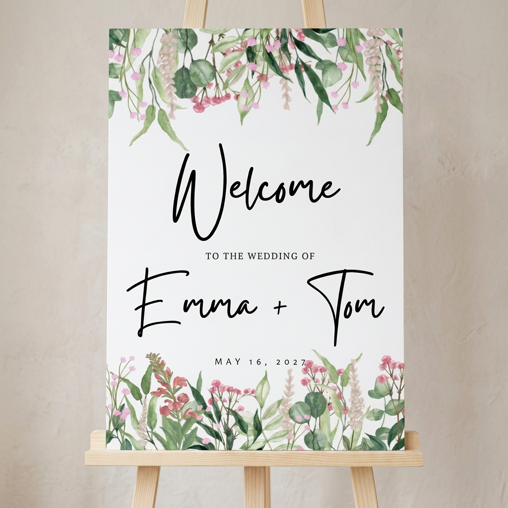 Welcome Sign - Wild Meadow Pink